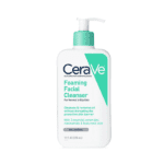 Bottle of CeraVe Foaming Facial Cleanser in clear white background